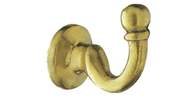 30mm Mini Ball Tieback Hook Polished Brass