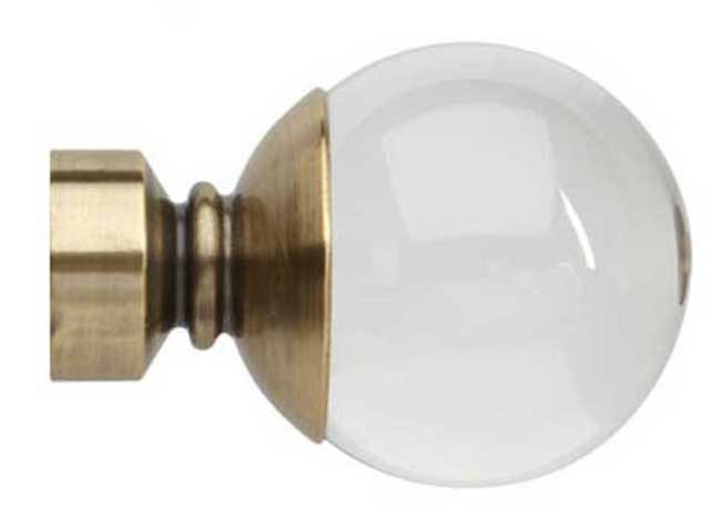 Neo Premium Plain Ball Clear Spun Brass Effect 28mm Finials