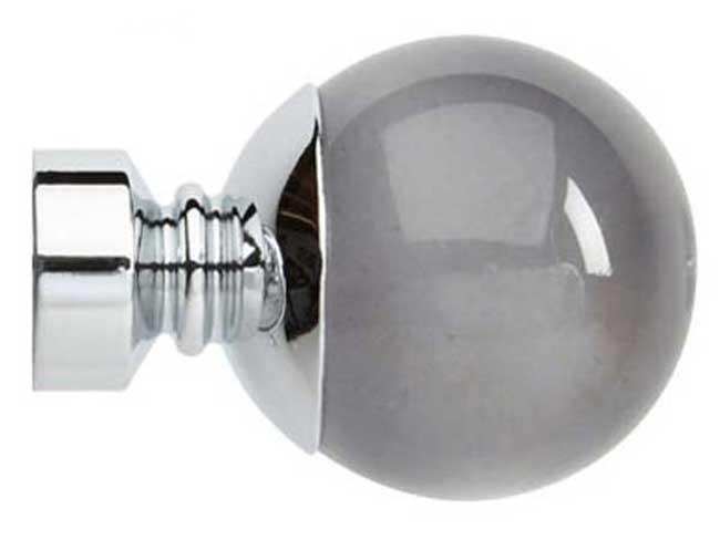 Neo Premium Plain Ball Smoke Grey Chrome Effect 28mm Finials