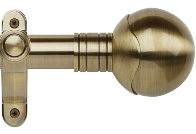 35mm Galleria Metals Burnished Brass Orb Eyelet Curtain Pole
