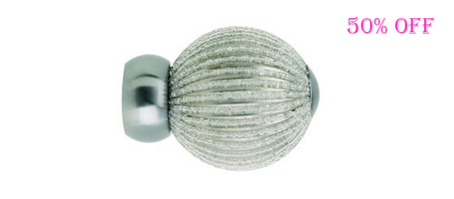Swish 28mm Pearlised Glitter Ball Finial (Brushed Silver Eff