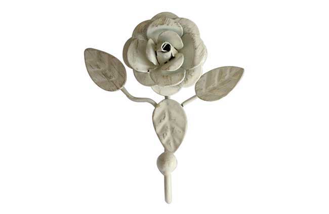Rose Tieback Hook Ivory