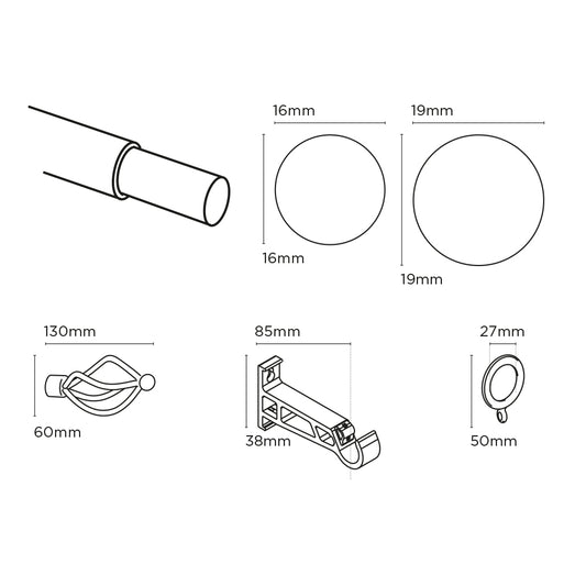 Speedy 16/19mm 170-300cm Crown Pole set Black