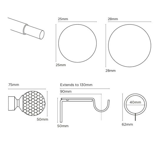 Speedy 25-28mm 170-300cm Pristine Crystal Pole set Chrome