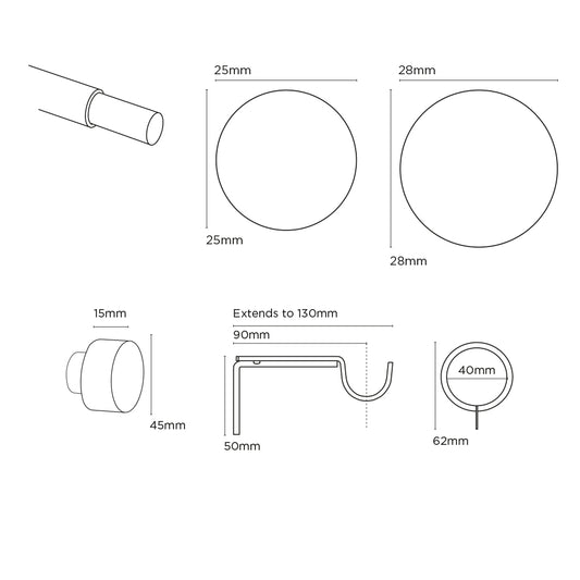 Speedy 25-28mm 200-380cm Pristine Stud Pole set Chrome