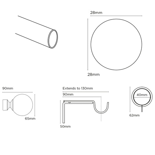 Speedy 28mm 125cm Nikola Pole set Antique Brass
