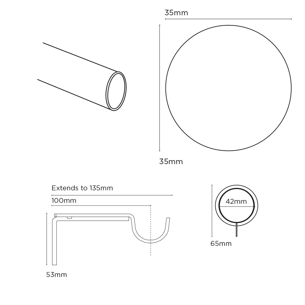 Speedy 35mm 200cm Poles Apart Semi Complete Pole set Antique Brass