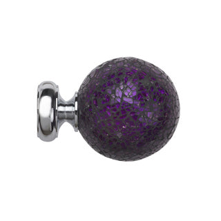 Speedy 28mm Poles Apart Purple Mosaic Finials - Pair - Chrome