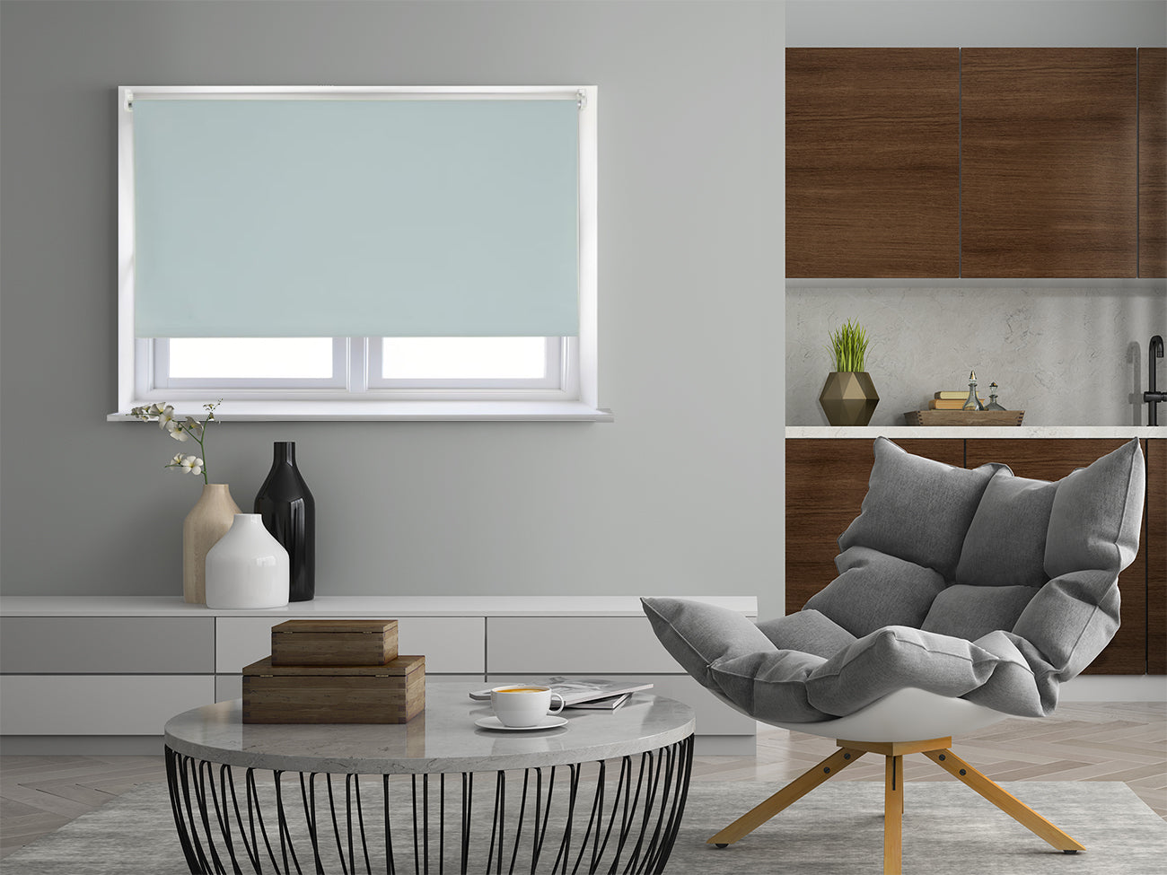 Speedy Blackout Roller Blind 90cm W x 175cm D Duck Egg