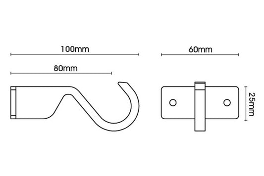 25mm Arc China White Mid/Ceiling Bracket - single