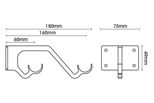 25mm Arc China White Double Passing Bracket - single