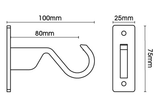 25mm Arc China White Side Bracket - single