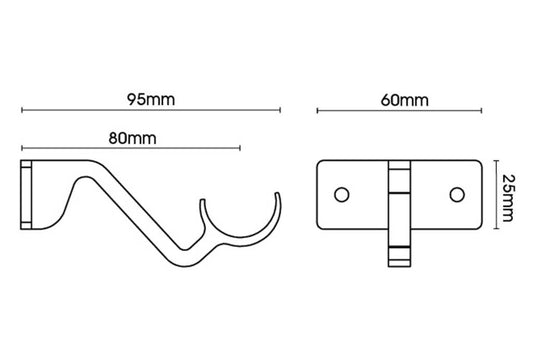 25mm Arc China White Passing Bracket - single