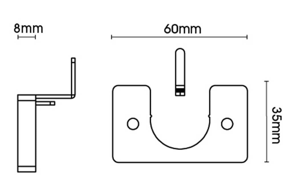 25mm Arc China White Recess Bracket - single