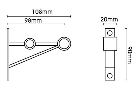 Artisan 12/16mm Classic Wrought Iron Black Double Bracket