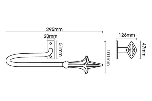 Artisan Classic Wrought Iron Extended Holdbacks Spear
