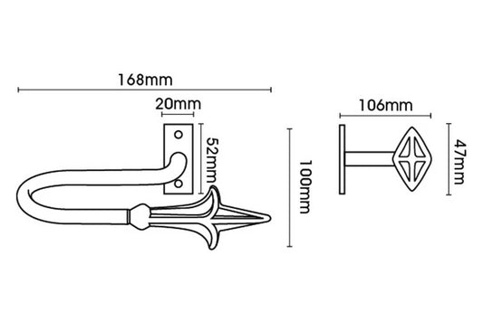 Artisan Classic Wrought Iron Regular Holdbacks Spear