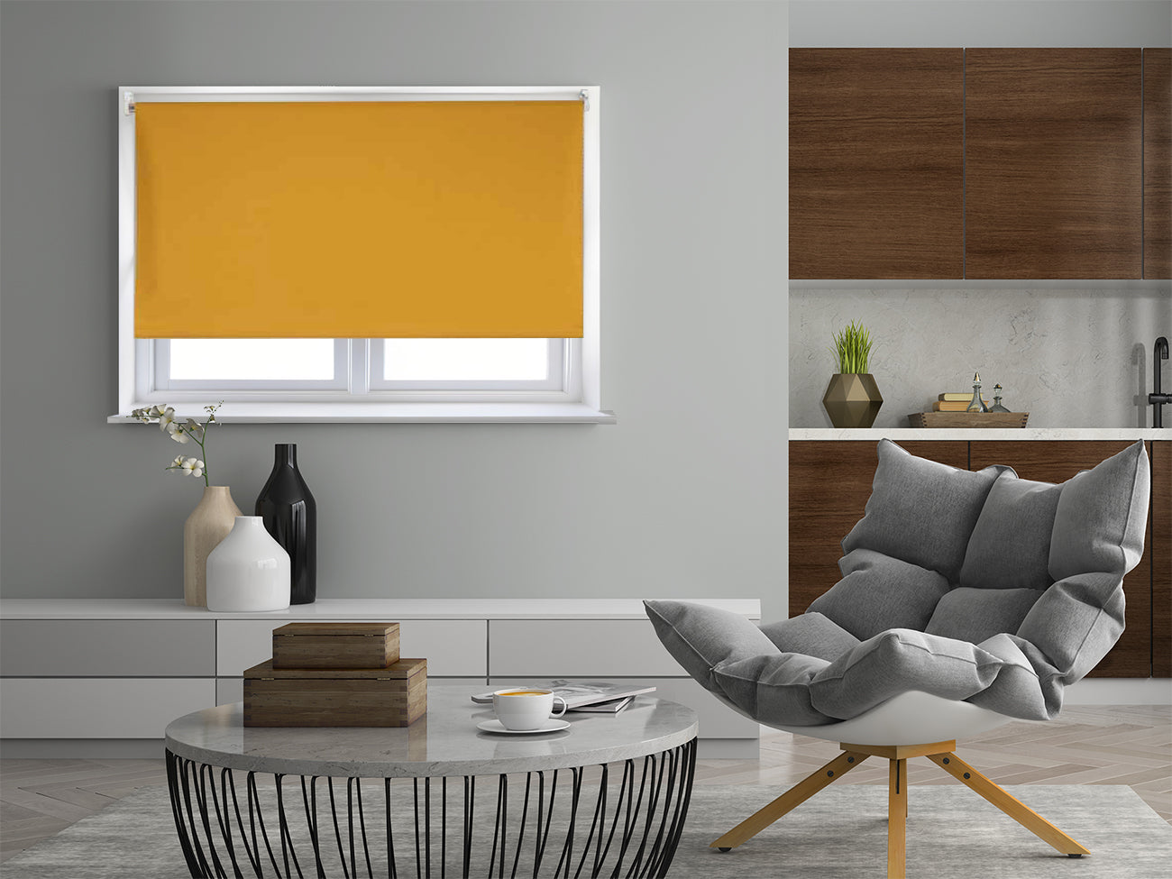 Speedy Blackout Roller Blind 60cm W x 175cm D Ochre