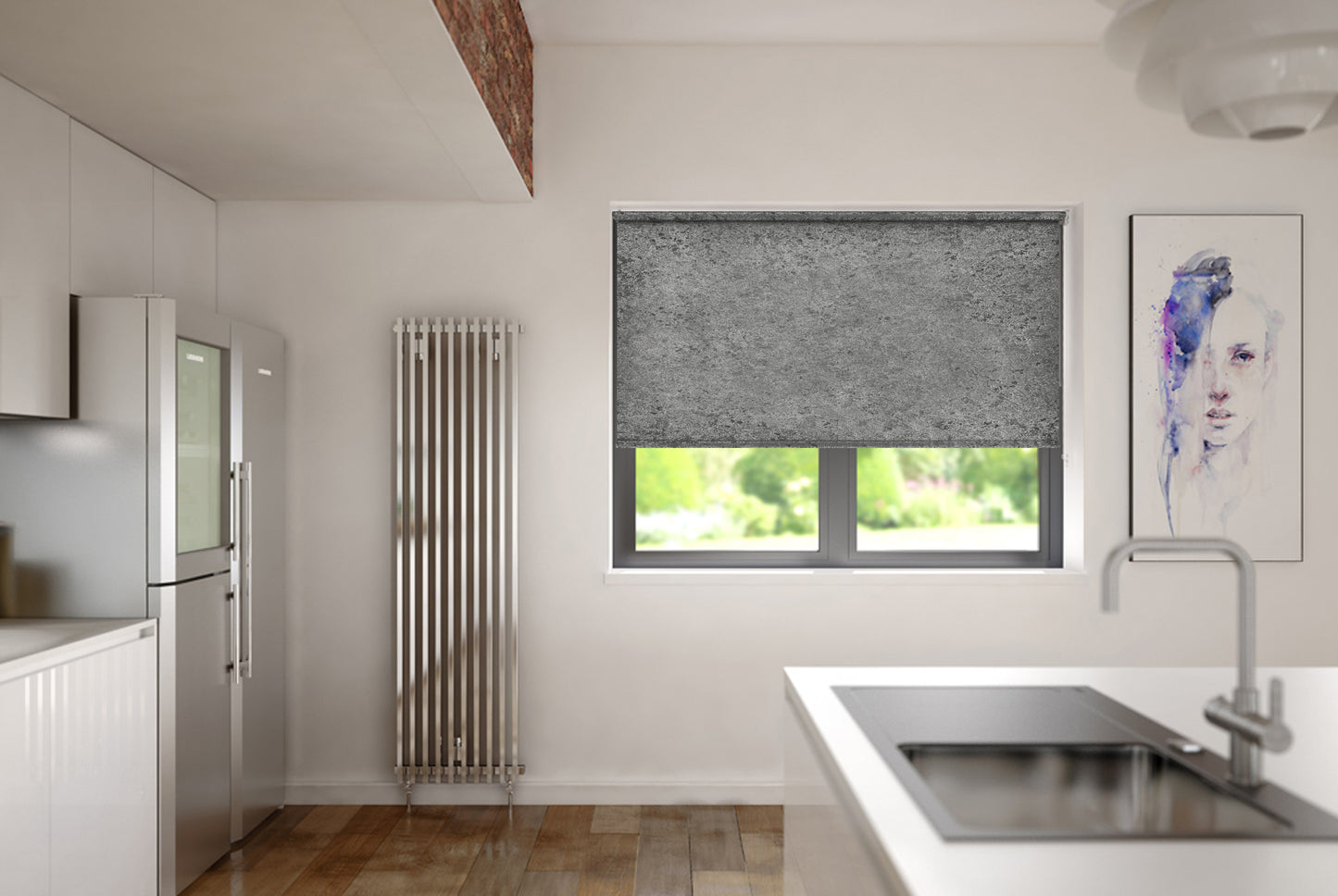 Speedy Blackout Crushed Velvet Roller Blind 120cm W x 160cm D Silver