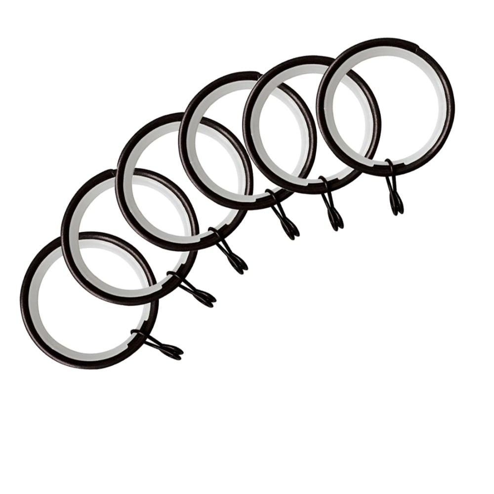 Jones Curtain Rings Matt Black - Pack of 6 - for 28mm pole