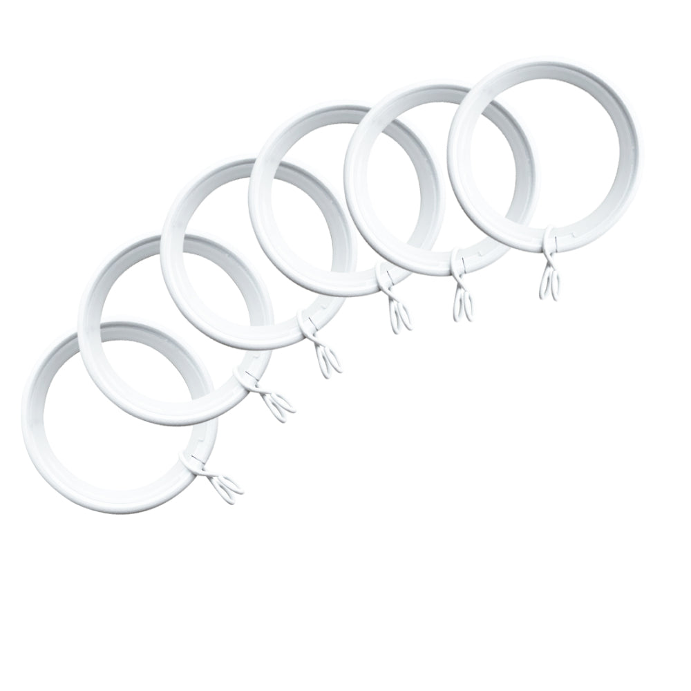 Jones Curtain Rings Matt White - Pack of 6 - for 28mm pole
