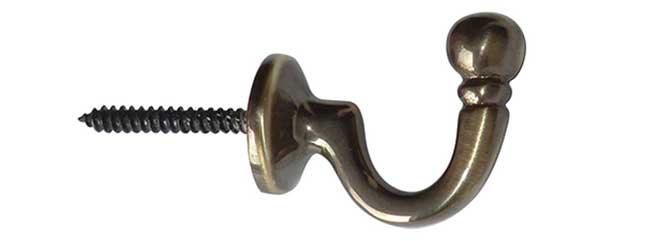 35mm Medium Ball Tieback Hook Antique Brass