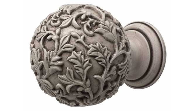 55mm Modern Country Floral Ball Finial Brushed Ivory