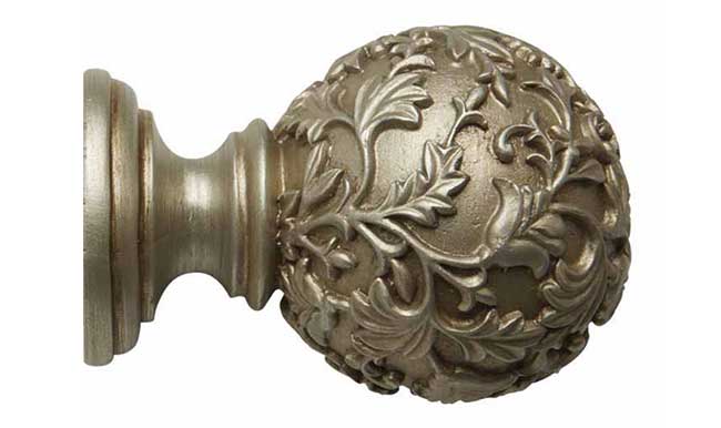 55mm Modern Country Floral Ball Finial Satin silver
