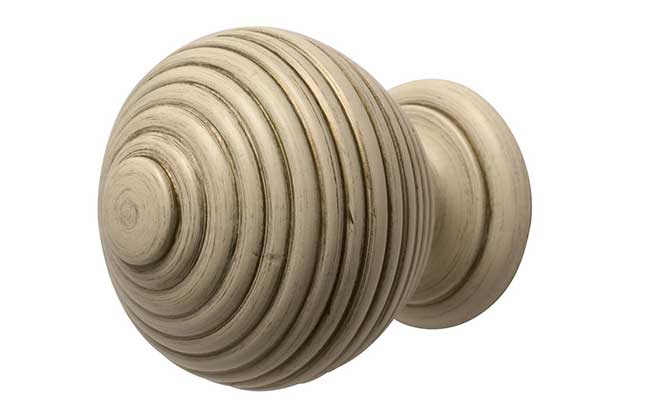 55mm Modern Country Ribbed Ball Finial Brushed Cream