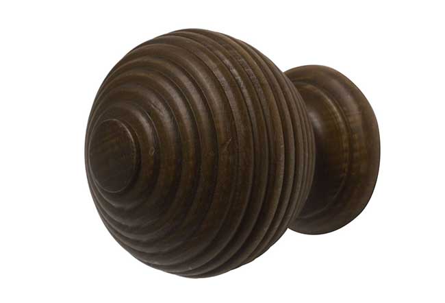 45mm Modern Country Ribbed Ball Finial Dark Oak