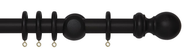 28mm Woodline Wood Curtain Pole 120cm Black