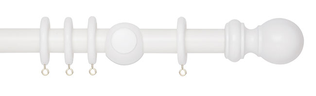 28mm Woodline Wood Curtain Pole 200cm White