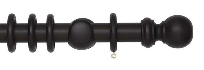 35mm Woodline Wood Curtain Pole 150cm Black