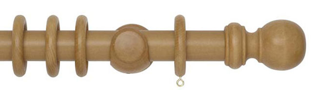 35mm Woodline Wood Curtain Pole 360cm Light Oak