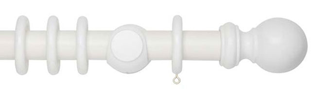 35mm Woodline Wood Curtain Pole 180cm White