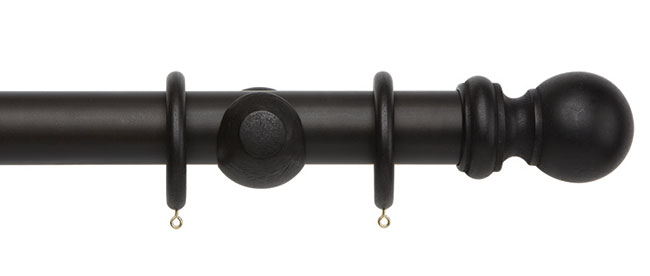 50mm Woodline Wood Curtain Pole 240cm Black