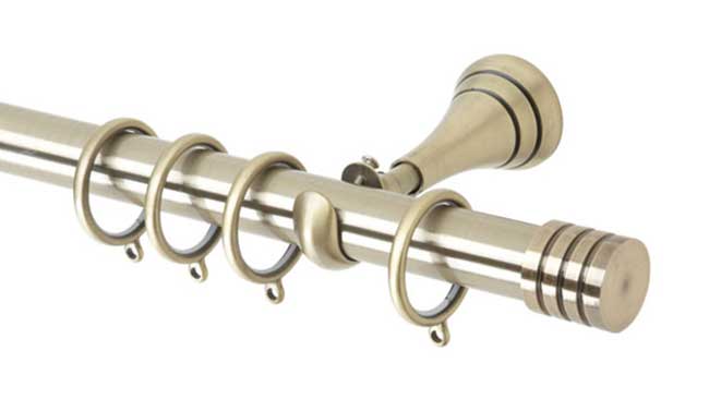 28mm Neo Stud Spun Brass Curtain Pole 360cm