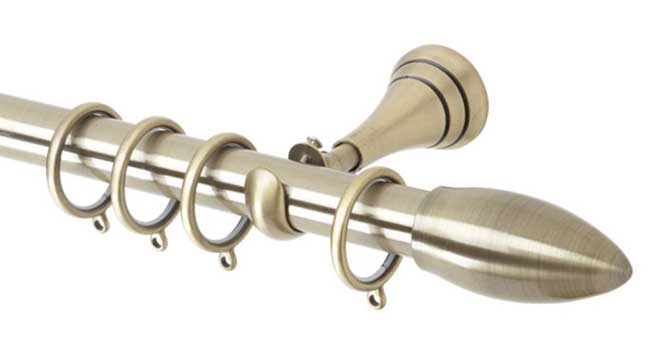 28mm Neo Bullet Spun Brass Curtain Pole 120cm