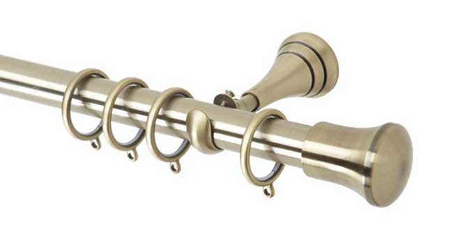 28mm Neo Trumpet Spun Brass Curtain Pole 360cm