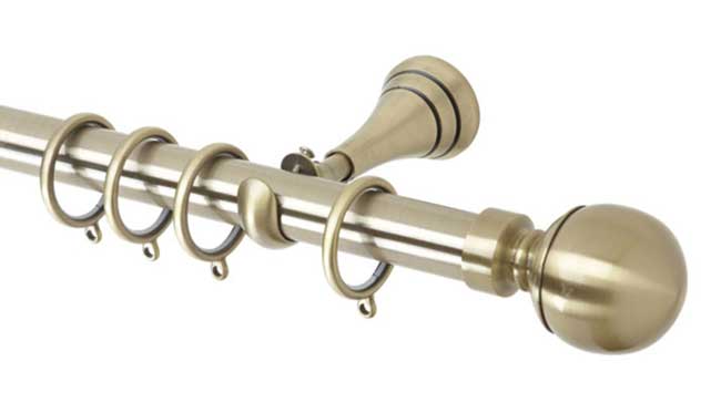 28mm Neo Ball Spun Brass Curtain Pole 300cm