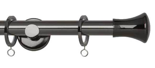 19mm Neo Trumpet Black Nickel Curtain Pole 180cm