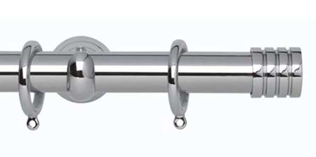 28mm Neo Stud Chrome Curtain Pole 300cm