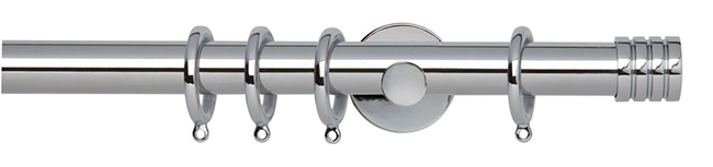 28mm Neo Stud Chrome Curtain Pole 180cm Cyl