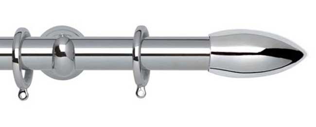 28mm Neo Bullet Chrome Curtain Pole 300cm