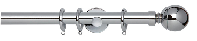 28mm Neo Ball Chrome Curtain Pole 120cm Cyl