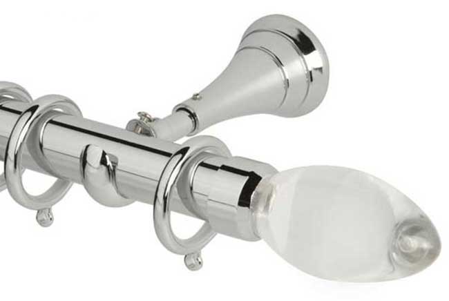 Neo Premium Teardrop Clear Chrome Effect 28mm Curtain Pole