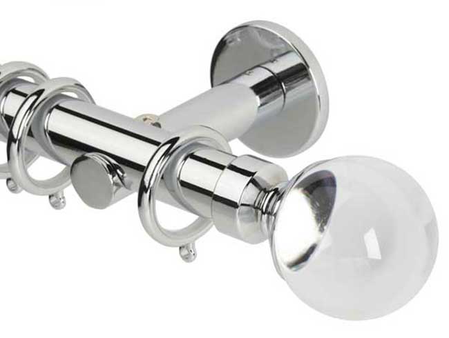 Neo Premium Plain Ball Clear Chrome Effect 28mm Curtain Pole