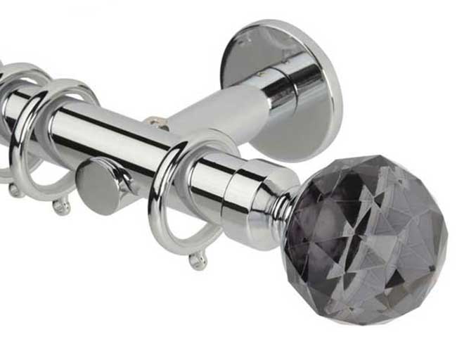 Neo Premium Faceted Ball Smoke Grey Chrome Effect 28mm Curta