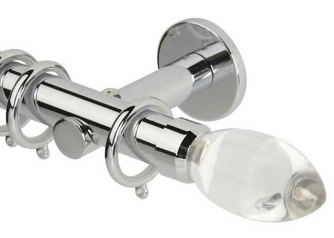 Neo Premium Teardrop Clear Chrome Effect 28mm Curtain Pole C