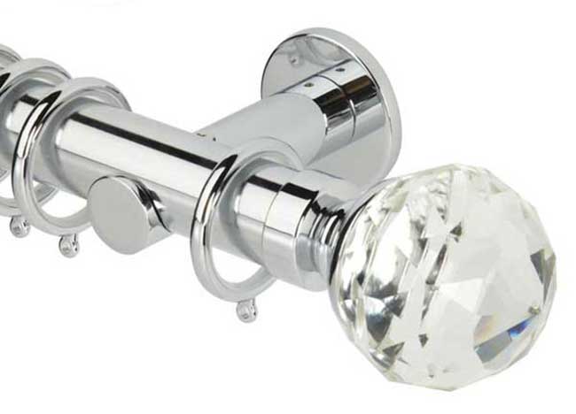 Neo Premium Faceted Ball Clear Chrome Effect 28mm Curtain Po